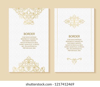 Vector ornamental decorative frame. Elegant set ornate element for design template, place for text. Luxury floral border. Lace decor for birthday and greeting card, wedding invitation,certificate.