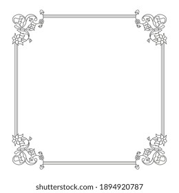 Marco decorativo decorativo vectorial. Elegante elemento ornato para plantilla de diseño, lugar para texto. Frontera floral de lujo. Decoración de encaje para cumpleaños y tarjeta de saludo, invitación de boda, certificado.