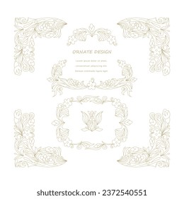 Marco decorativo decorativo vectorial. Elegante elemento ornato para plantilla de diseño, lugar para texto. Frontera floral de lujo. Decoración de encaje para cumpleaños y tarjeta de saludo, invitación de boda, certificado.
