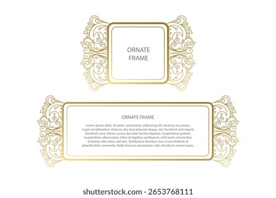 Vector ornamental decorative frame. Elegant ornate element for design template, place for text. Luxury floral border. Lace decor for birthday and greeting card, wedding invitation,certificate.