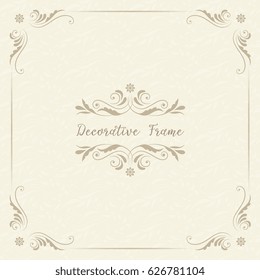 Vector  ornamental  decorative frame. Elegant ornate  element for design template, place for text. Luxury floral border. Lace decor for birthday and greeting card, wedding invitation,certificate.