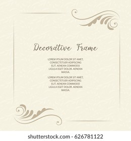 Vector  ornamental  decorative frame. Elegant ornate  element for design template, place for text. Luxury floral border. Lace decor for birthday and greeting card, wedding invitation,certificate.