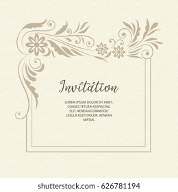 Vector  ornamental  decorative frame. Elegant ornate  element for design template, place for text. Luxury floral border. Lace decor for birthday and greeting card, wedding invitation,certificate.