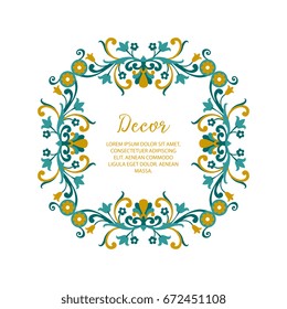 Vector  ornamental  decorative frame. Elegant ornate  element for design template, place for text. Luxury floral border. Lace decor for birthday and greeting card, wedding invitation,certificate.
