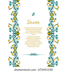Vector  ornamental  decorative frame. Elegant ornate  element for design template, place for text. Luxury floral border. Lace decor for birthday and greeting card, wedding invitation,certificate.