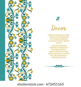 Vector  ornamental  decorative frame. Elegant ornate  element for design template, place for text. Luxury floral border. Lace decor for birthday and greeting card, wedding invitation,certificate.