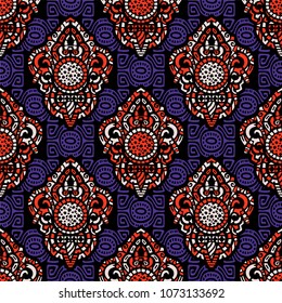 Vector ornamental ethnic art, patterned Indian, Turkish, Arabic, paisley. Hand drawn illustration. Tattoo, astrology, alchemy, boho and magic symbol. Original design in doodle style.