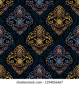 Vector ornamental ethnic art, patterned Indian, Turkish, Arabic, paisley. Hand drawn illustration. Tattoo, astrology, alchemy, boho and magic symbol. Original design in doodle style.