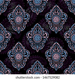 Vector ornamental ethnic art, patterned Indian, Turkish, Arabic, paisley. Hand drawn illustration. Tattoo, astrology, alchemy, boho and magic symbol. Original design in doodle style.