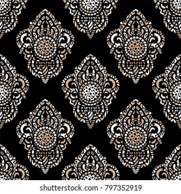 Vector ornamental ethnic art, patterned Indian, Turkish, Arabic, paisley. Hand drawn illustration. Tattoo, astrology, alchemy, boho and magic symbol. Original design in doodle style.