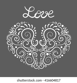 Vector ornamental floral ornament. Elegance shape of heart 