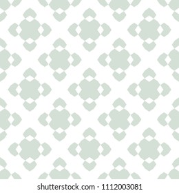 Vector ornamental floral seamless pattern. Elegant geometric background with flower figures, diamond shapes, repeat tiles. Abstract ornament texture in retro vintage colors, pale green and white