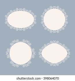 Vector ornamental frame set. Collection if vintage swirly flourish frames. Isolated on dark background.