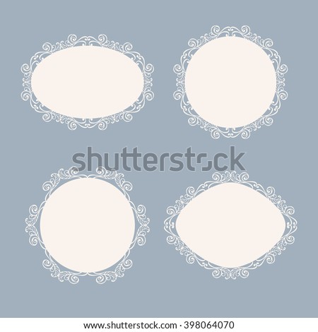 Vector ornamental frame set. Collection if vintage swirly flourish frames. Isolated on dark background.