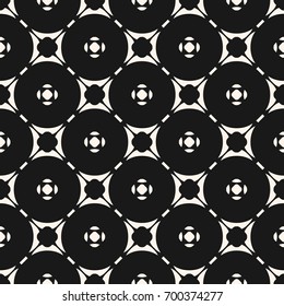 Vector ornamental geometric background with carved shapes, circular lattice. Modern dark geometrical pattern. Abstract monochrome seamless texture, repeat tiles. Design for decoration, prints, package