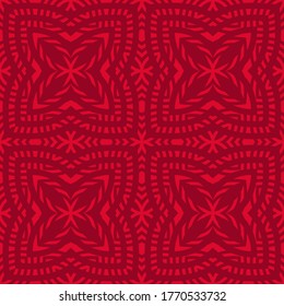 Vector ornamental geometric seamless pattern. Abstract red floral ornament. Elegant background texture in Turkish, Moroccan, Arabian, Chinese, Japanese style. Repeat design for decor, print, fabric