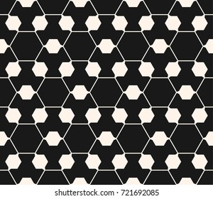 Vector ornamental geometric texture. Abstract monochrome seamless pattern. Thin lines, delicate hexagonal structure. Black & white geometrical background, repeat tiles. Modern design for decor, web
