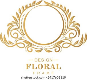 vector ornamental golden decorative floral frame