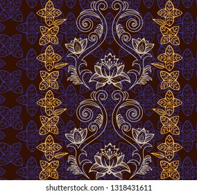 Vector ornamental hand drawing decorative background. Ethnic seamless pattern ornament. Vector pattern. 