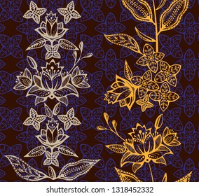 Vector ornamental hand drawing decorative background. Ethnic seamless pattern ornament. Vector pattern. 