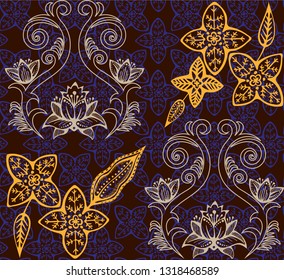 Vector ornamental hand drawing decorative background. Ethnic seamless pattern ornament. Vector pattern. 
