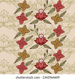 Vector ornamental hand drawing decorative background. Ethnic seamless pattern ornament. Vector pattern. 