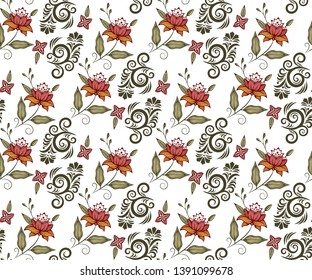 Vector ornamental hand drawing decorative background. Ethnic seamless pattern ornament. Vector pattern.