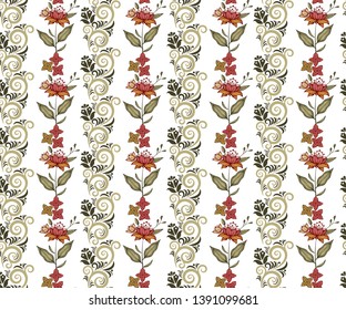 Vector ornamental hand drawing decorative background. Ethnic seamless pattern ornament. Vector pattern.