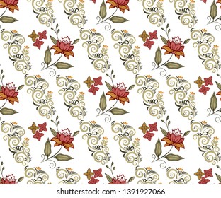 Vector ornamental hand drawing decorative background. Ethnic seamless pattern ornament. Vector pattern.