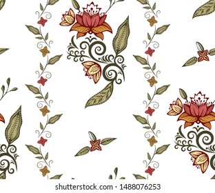 Vector ornamental hand drawing decorative background. Ethnic seamless pattern ornament. Vector pattern.