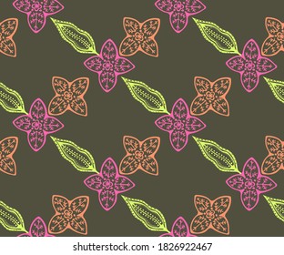 Vector ornamental hand drawing decorative background. Ethnic seamless pattern ornament. Vector pattern.
