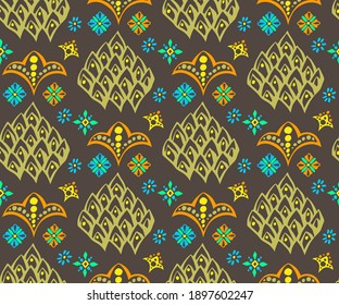 Vector ornamental hand drawing decorative background. Ethnic seamless pattern ornament. Vector pattern.