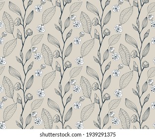 Fondo decorativo del dibujo de la mano ornamental vectorial. Las pelucas y las flores son adornos sin fisuras. Patrón vectorial.