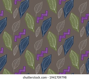 Fondo decorativo del dibujo de la mano ornamental vectorial. Las pelucas y las flores son adornos sin fisuras. Patrón vectorial.