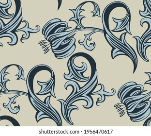 Vector ornamental hand drawing decorative baroque background. Ethnic seamless pattern ornament. Vector pattern.