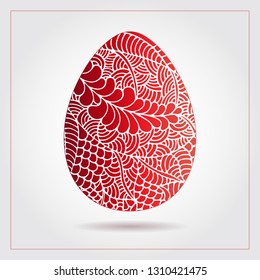Vector ornamental hand drawn doodle Easter eggs. Easter greeting card, spring floral background