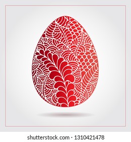 Vector ornamental hand drawn doodle Easter eggs. Easter greeting card, spring floral background