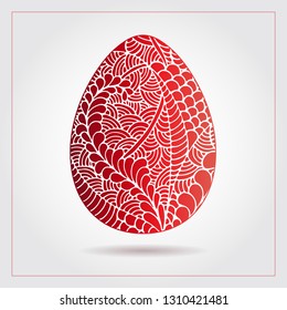 Vector ornamental hand drawn doodle Easter eggs. Easter greeting card, spring floral background