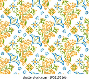 Vector ornamental hand drawn floral decorative background. Ethnic seamless pattern ornament. Vector pattern.