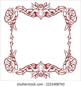 Vector ornamental hand drawn frame - gothic design. Floral art vintage background. Elegant decorative drawing pattern.
