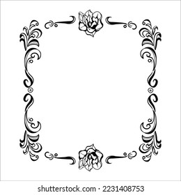 Vector ornamental hand drawn frame. Royal art vintage background. Elegant decorative drawing print.
