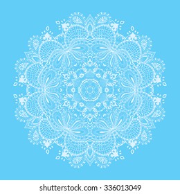 Vector ornamental lace pattern, circle background with many details.