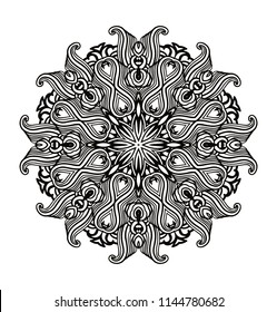 Vector ornamental laced decorative rosette - mandala on white background