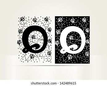 Vector ornamental letter Q sign alphabet  