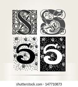 Vector ornamental letter S sign alphabet and logo