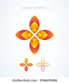 Vector ornamental logo design template, modern 3d depth style. Flower, leaf. App icon