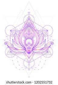 Ornamental Boho Style Lotus Flower Geometric Stock Vector (Royalty Free ...