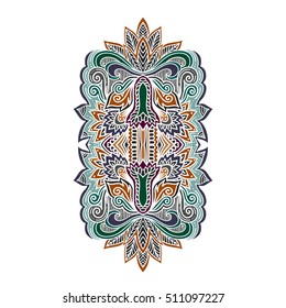 Vector ornamental Lotus flower, ethnic art, patterned Indian paisley. Hand drawn illustration. Invitation element. Tattoo, astrology, alchemy, boho and magic symbol