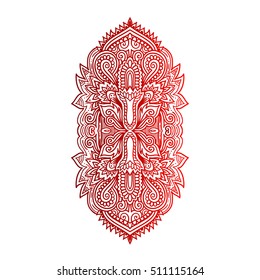 Vector ornamental Lotus flower, ethnic art, patterned Indian paisley. Hand drawn illustration. Invitation element. Tattoo, astrology, alchemy, boho and magic symbol