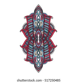 Vector ornamental Lotus flower, ethnic art, patterned Indian paisley. Hand drawn illustration. original design in doodle and zentangle style. Tattoo, astrology, alchemy, boho magic symbol.